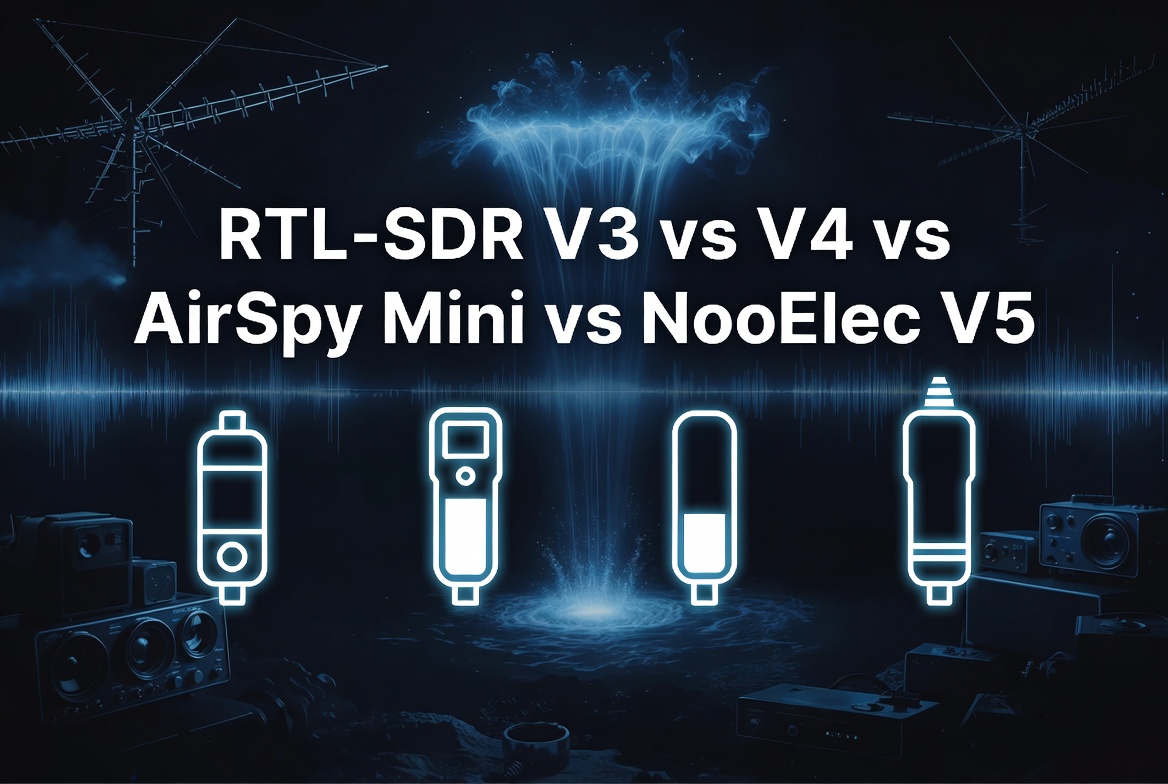 SDR Comparison Header RTL-SDR Blog V3/V4 vs AirSpy Mini vs NooElec NESDR Smart V5